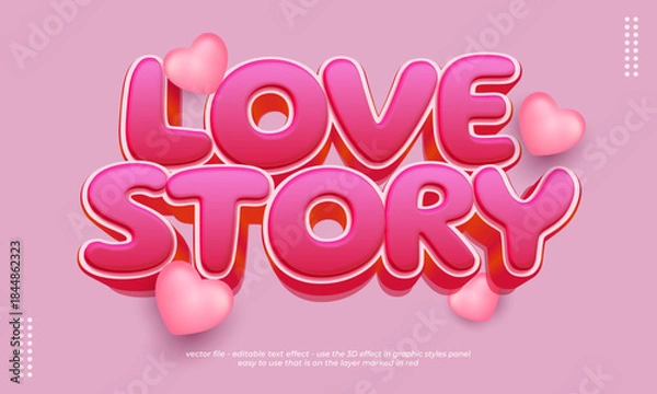 Fototapeta Love story vector editable text effect