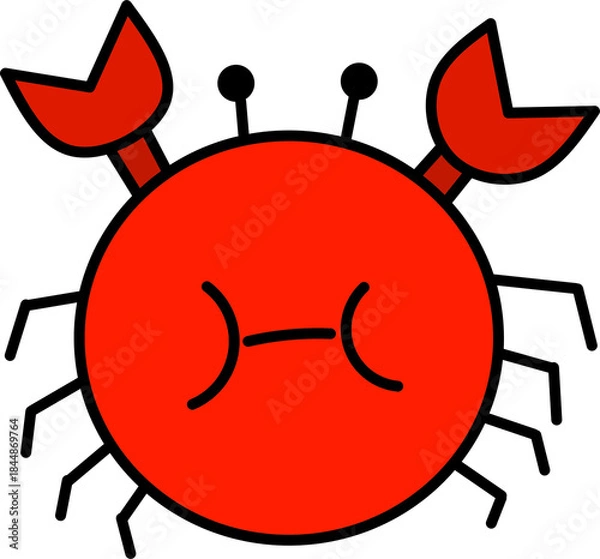 Obraz Simple Flat Design Red Crab Character