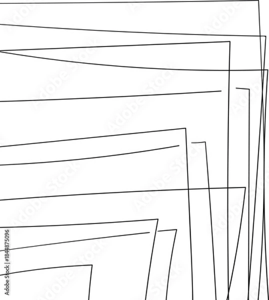 Fototapeta Angular lines intersect, simulating stacks of flat formations or objects.