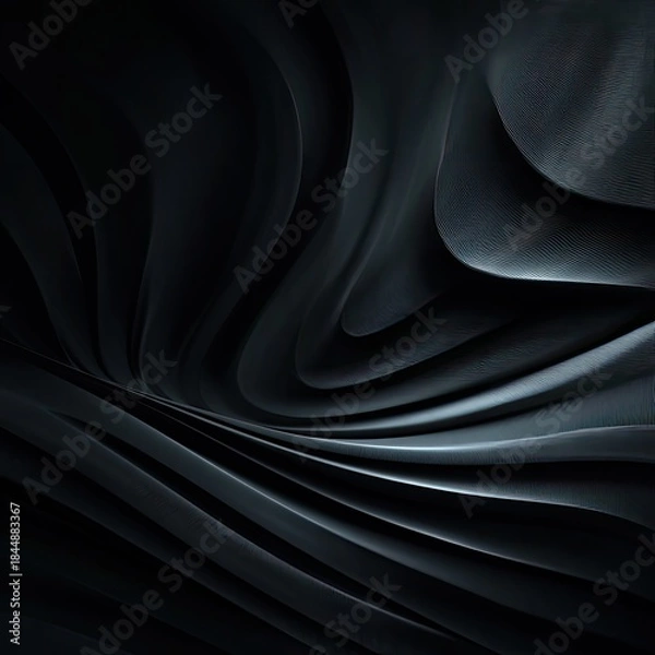 Obraz Wavy layered dark gray surface with subtle sheen and fine texture