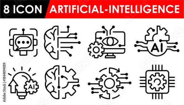 Obraz artificial intelligence Icon set, Tech Idea, line icon vector illustration