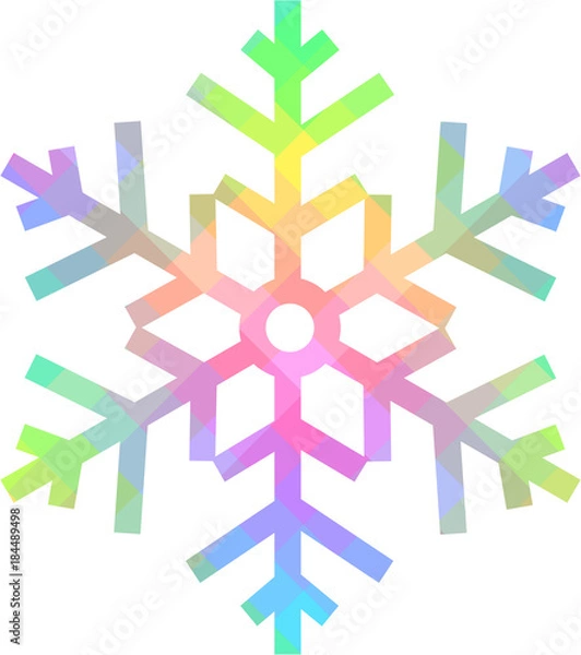 Fototapeta Bright rainbow snowflake with a pattern of colored diamonds