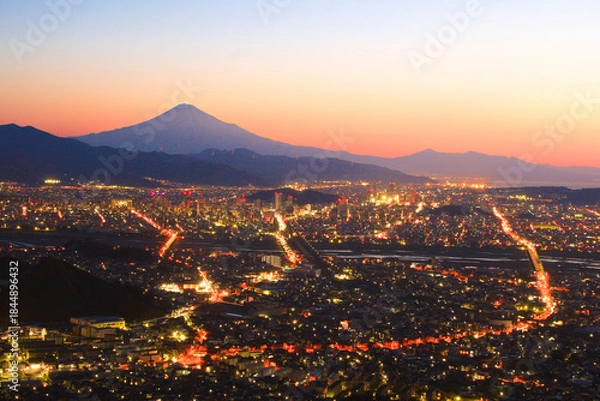 Obraz 静岡市の街並みと富士山