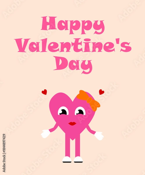 Fototapeta Valentine's Day card with a groovy heart