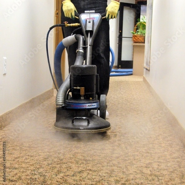 Fototapeta washing carpets using a machine