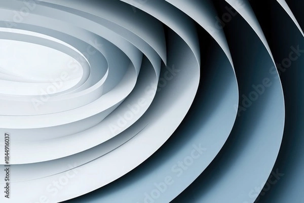 Fototapeta abstract background with three-dimensional white and blue overlapping circles gradient depth for modern design