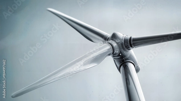 Fototapeta Close-up shot of a wind turbine, symbolizing clean energy and sustainable future
