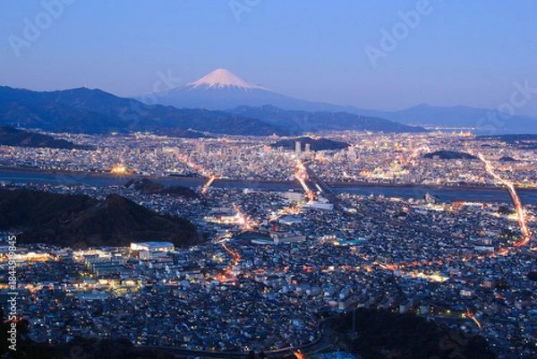 Obraz 静岡市の街並みと富士山