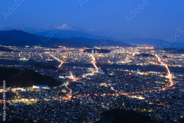 Obraz 静岡市の街並みと富士山