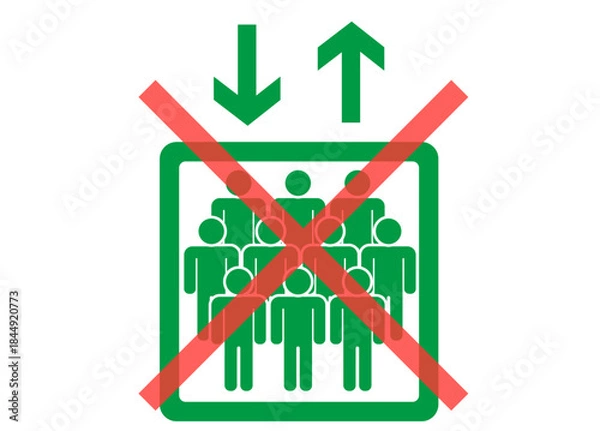 Obraz シンプルなエレベーターのピクトグラム　定員オーバー・重量オーバー　緑