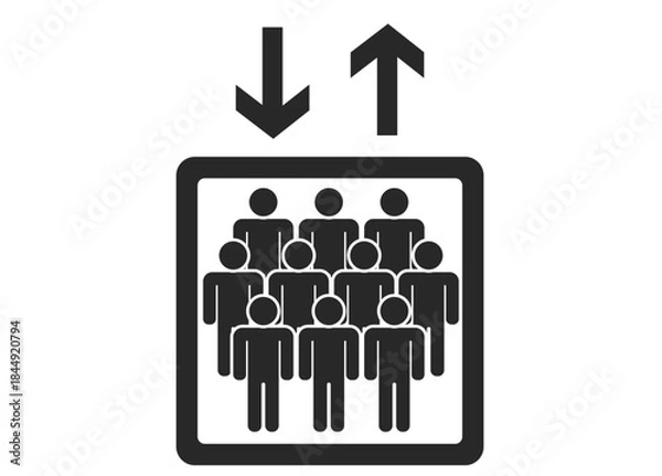 Obraz シンプルなエレベーターのピクトグラム　多人数　黒