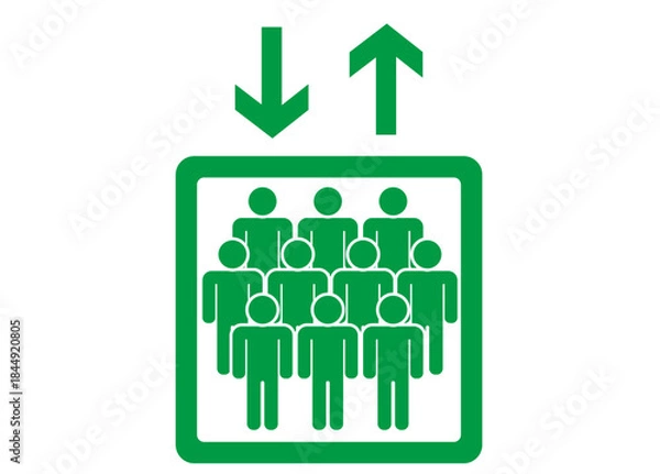 Obraz シンプルなエレベーターのピクトグラム　多人数　緑