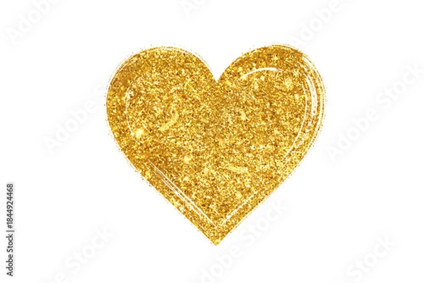 Obraz golden hand drawn heart. paint brush stroke gold heart design element for Valentines Day card.