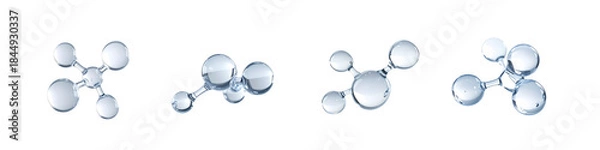 Obraz 透明分子構造が浮遊する美容科学イメージ ジェネレーティブAI