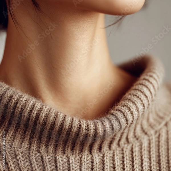Obraz 겨울 니트 상의와 목선 표현