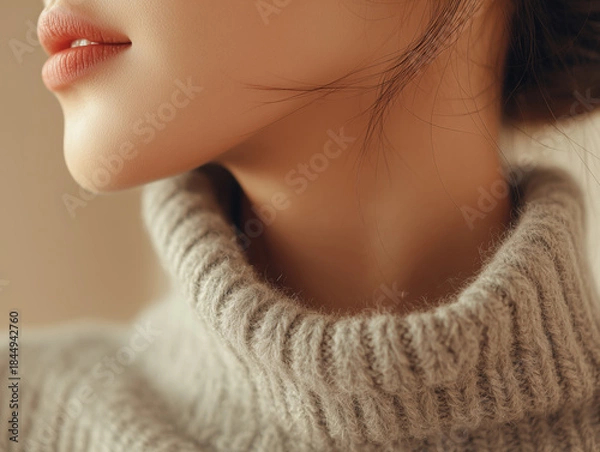 Obraz 겨울 니트 상의와 목선 표현