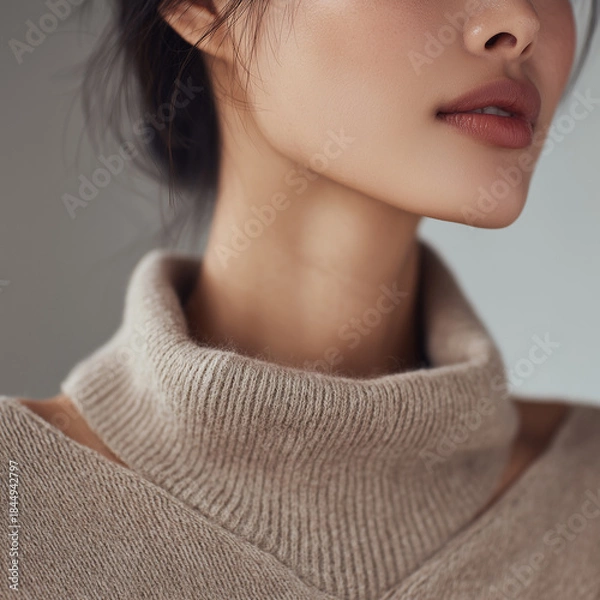 Obraz 겨울 니트 상의와 목선 표현