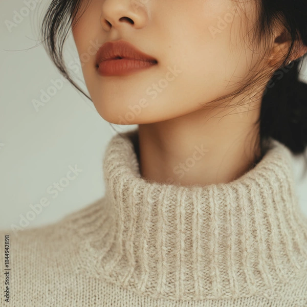 Obraz 겨울 니트 상의와 목선 표현