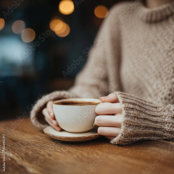 Obraz 카페에서 따뜻한 음료를 즐기는 여유로운 일상