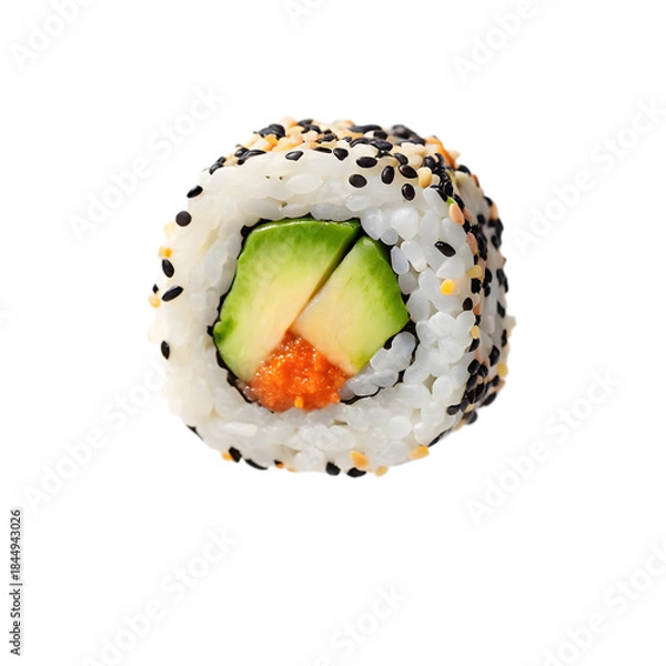 Fototapeta Avocado sushi roll isolated on transparent background