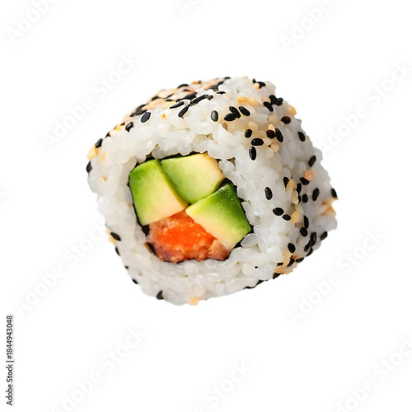 Fototapeta Avocado sushi roll isolated on transparent background