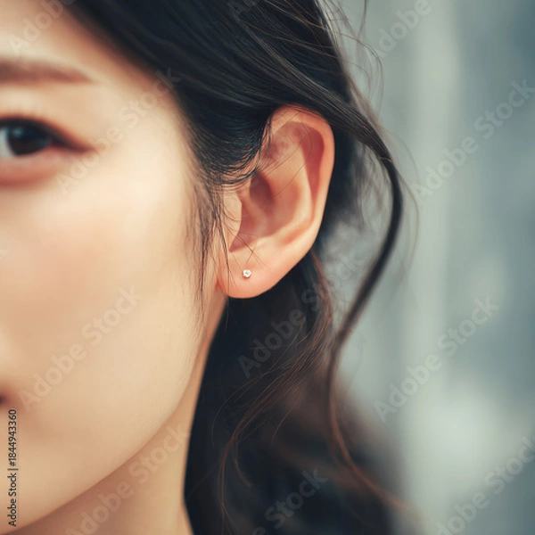 Obraz 자연광 아래 귀와 피부의 미니멀 클로즈업