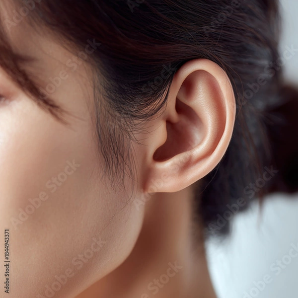 Obraz 자연광 아래 귀와 피부의 미니멀 클로즈업