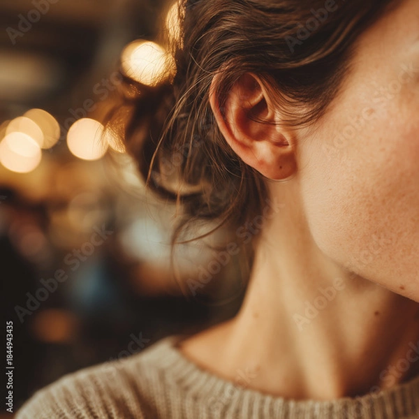 Obraz 자연광 아래 귀와 피부의 미니멀 클로즈업