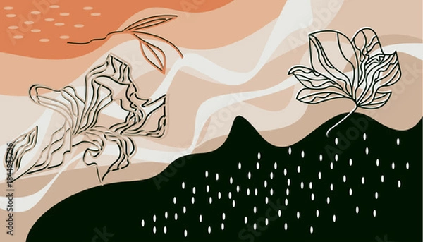 Obraz Elegant Abstract Botanical Background with Wavy Patterns  