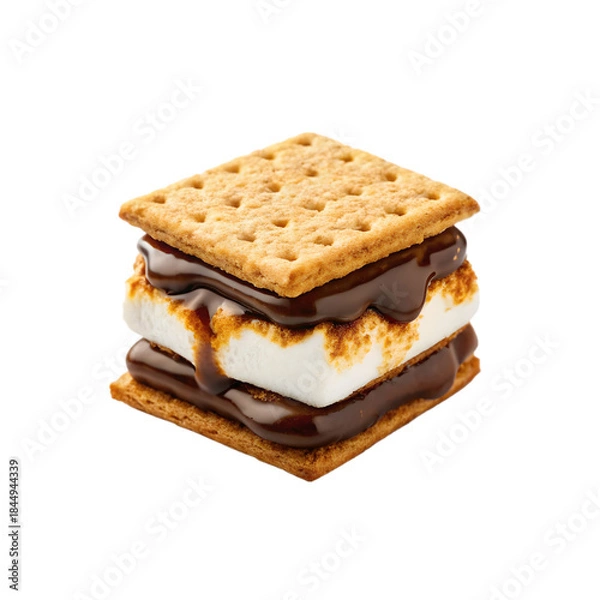 Fototapeta Toasted marshmallow and chocolate on transparent