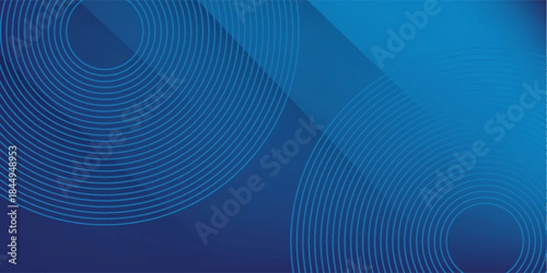 Fototapeta Bright blue dynamic abstract vector background with diagonal lines. 3d cover of business presentation banner for sale event night party. Fast moving soft circle wave line stripe decoration