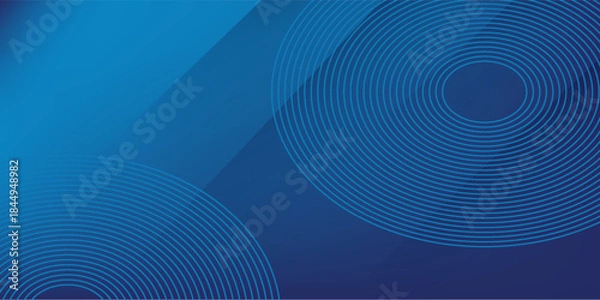 Fototapeta Bright blue dynamic abstract vector background with diagonal lines. 3d cover of business presentation banner for sale event night party. Fast moving soft circle wave line stripe decoration