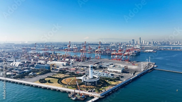 Obraz 港湾都市のドローン空撮