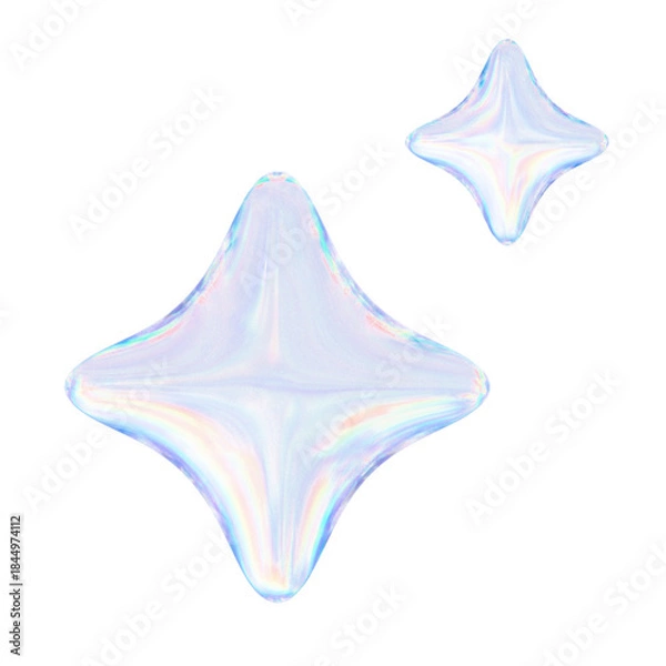 Obraz ガラスのようなクリスタルのようなキラキラオブジェクトの3Dイラスト