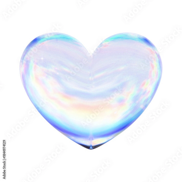 Obraz ガラスのようなクリスタルのようなハートオブジェクトの3Dイラスト
