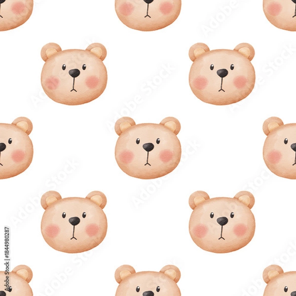 Fototapeta Seamless Pattern of Watercolor Bear
