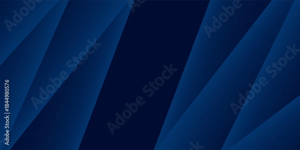Fototapeta Abstract dark blue gradient horizontal banner background with overlay geometric triangle shapes and glowing line. Modern paper cut texture design with space for text. Suit for poster, cover, header