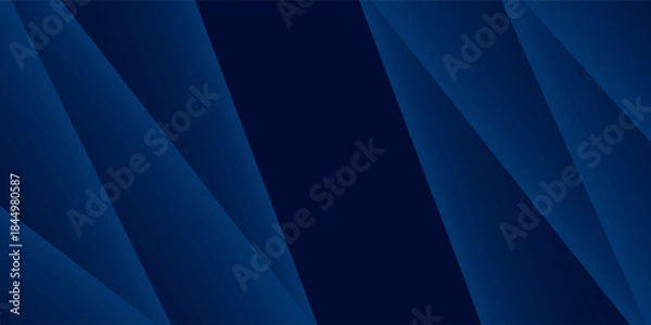 Fototapeta Abstract dark blue gradient horizontal banner background with overlay geometric triangle shapes and glowing line. Modern paper cut texture design with space for text. Suit for poster, cover, header
