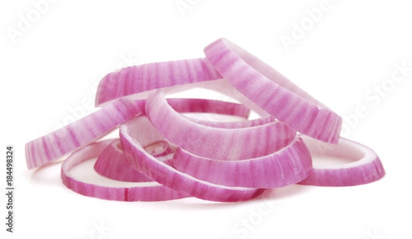 Fototapeta Sliced red onion on white background