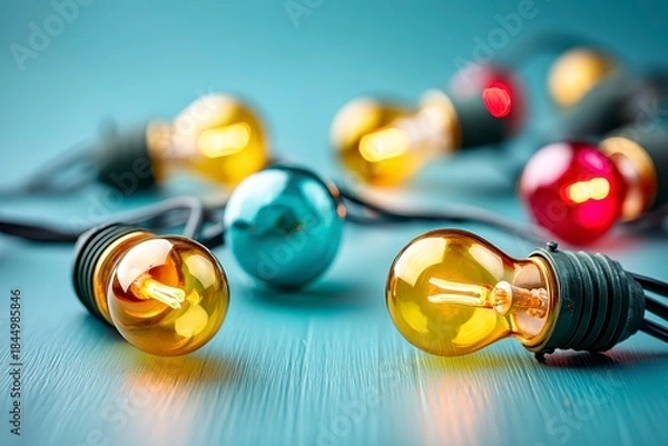 Obraz  String Lights on Blue