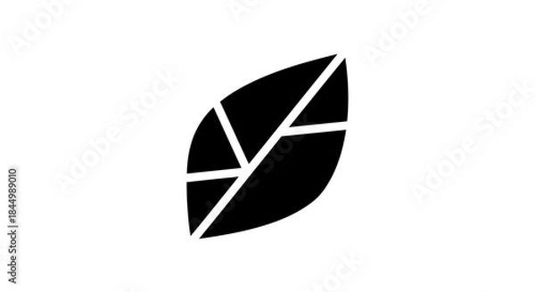 Obraz Black Leaf Icon with Geometric Pattern.