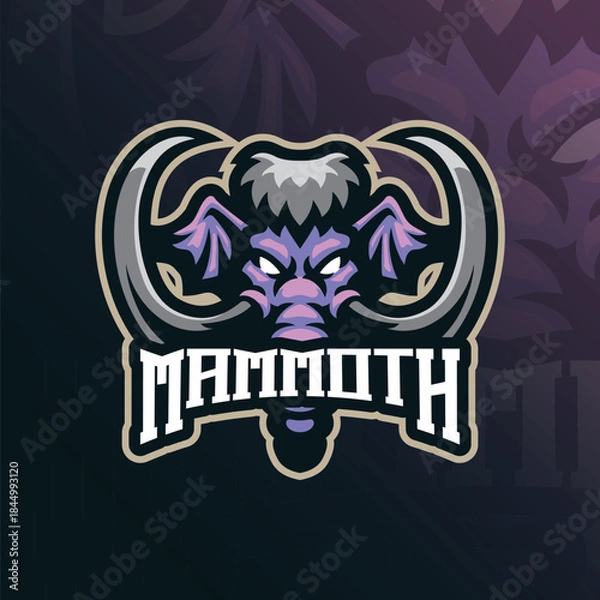 Obraz Mammoth mascot logo design vector. Mammoth head illustration.