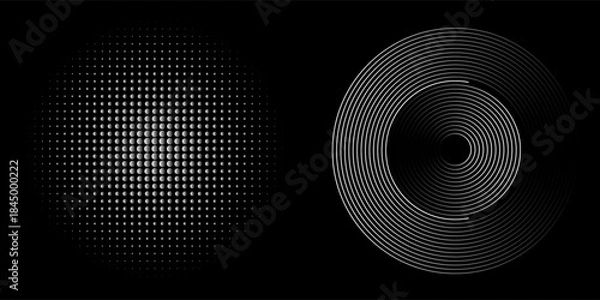 Obraz Halftone dots in circle form. round logo . vector dotted frame . design element