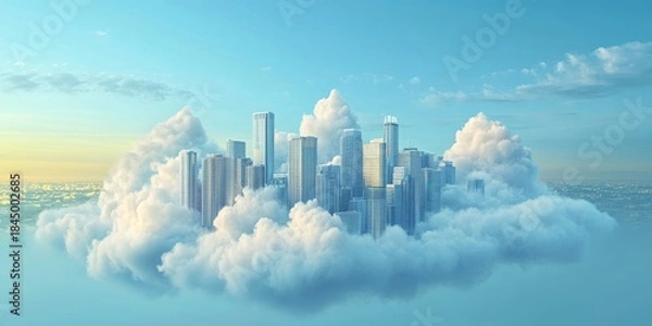 Obraz cloud technology and smart city, Generative AI