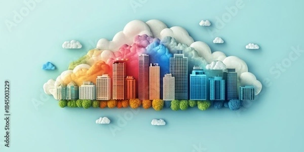 Obraz cloud technology and smart city, Generative AI