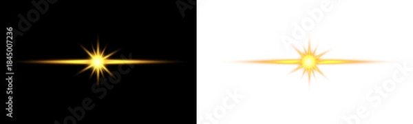 Obraz Star, light, sun, flare, shine PNG.PNG Overlay with transparent golden glow and sparkle burst, sparkle shining magic starlight brilliant beam lens burst dust abstract