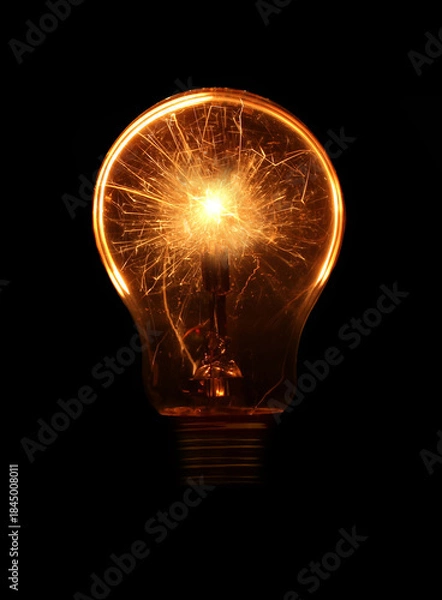 Obraz Glowing light bulb with sparks