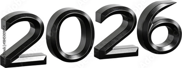 Obraz 2026년_금속숫자_검정색_미니멀_오브제