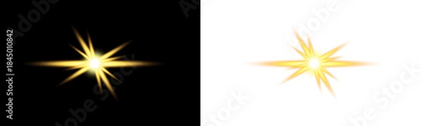 Obraz Star, light, sun, flare, shine PNG.PNG Overlay with transparent golden glow and sparkle burst, sparkle shining magic starlight brilliant beam lens burst dust abstract