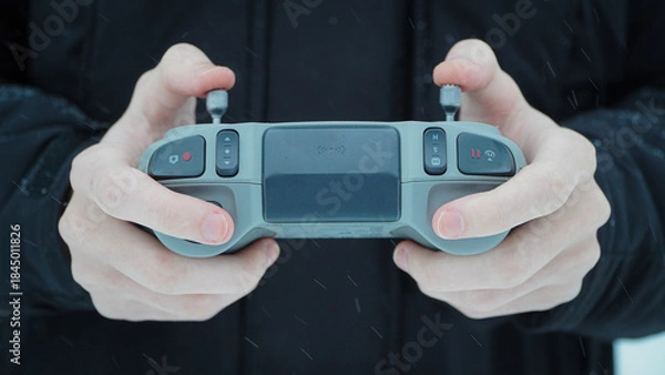 Obraz FPV drone operator, close-up, face with glasses